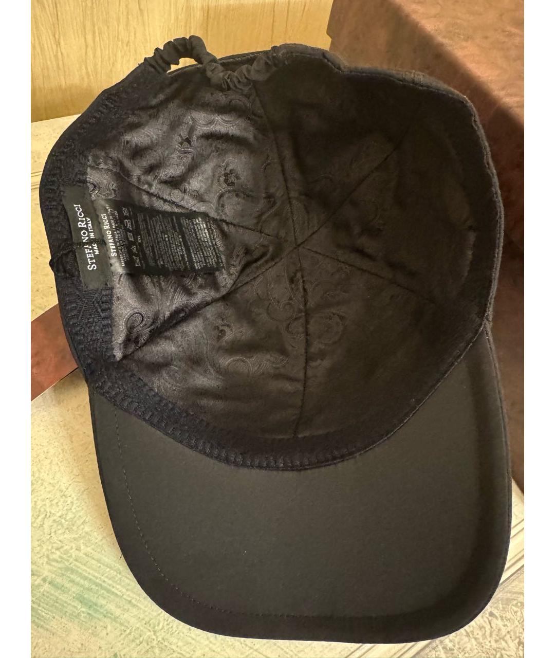 STEFANO RICCI Черная хлопковая кепка/бейсболка, фото 7