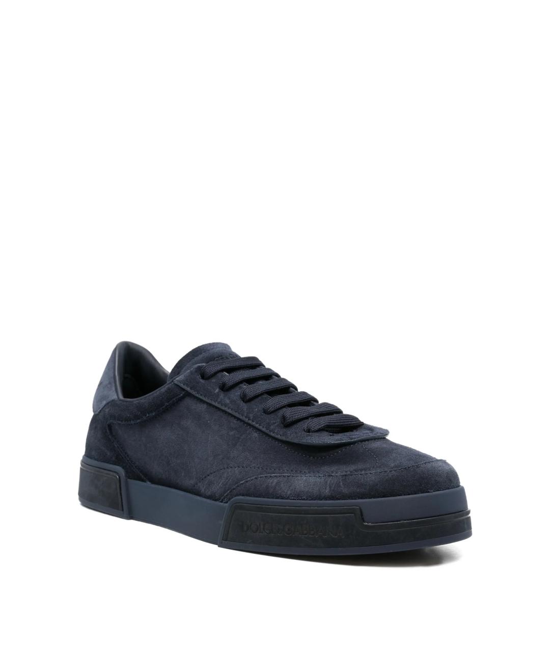 DOLCE&GABBANA Синие кожаные низкие кроссовки / кеды, фото 2