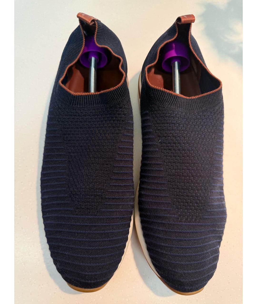 LORO PIANA Темно-синие текстильные слипоны, фото 2