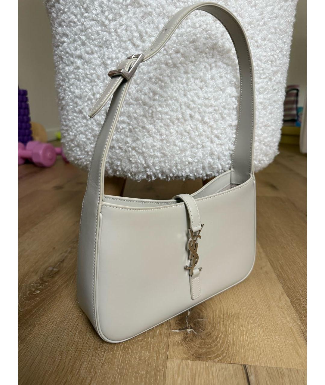 SAINT LAURENT Белая кожаная сумка с короткими ручками, фото 2