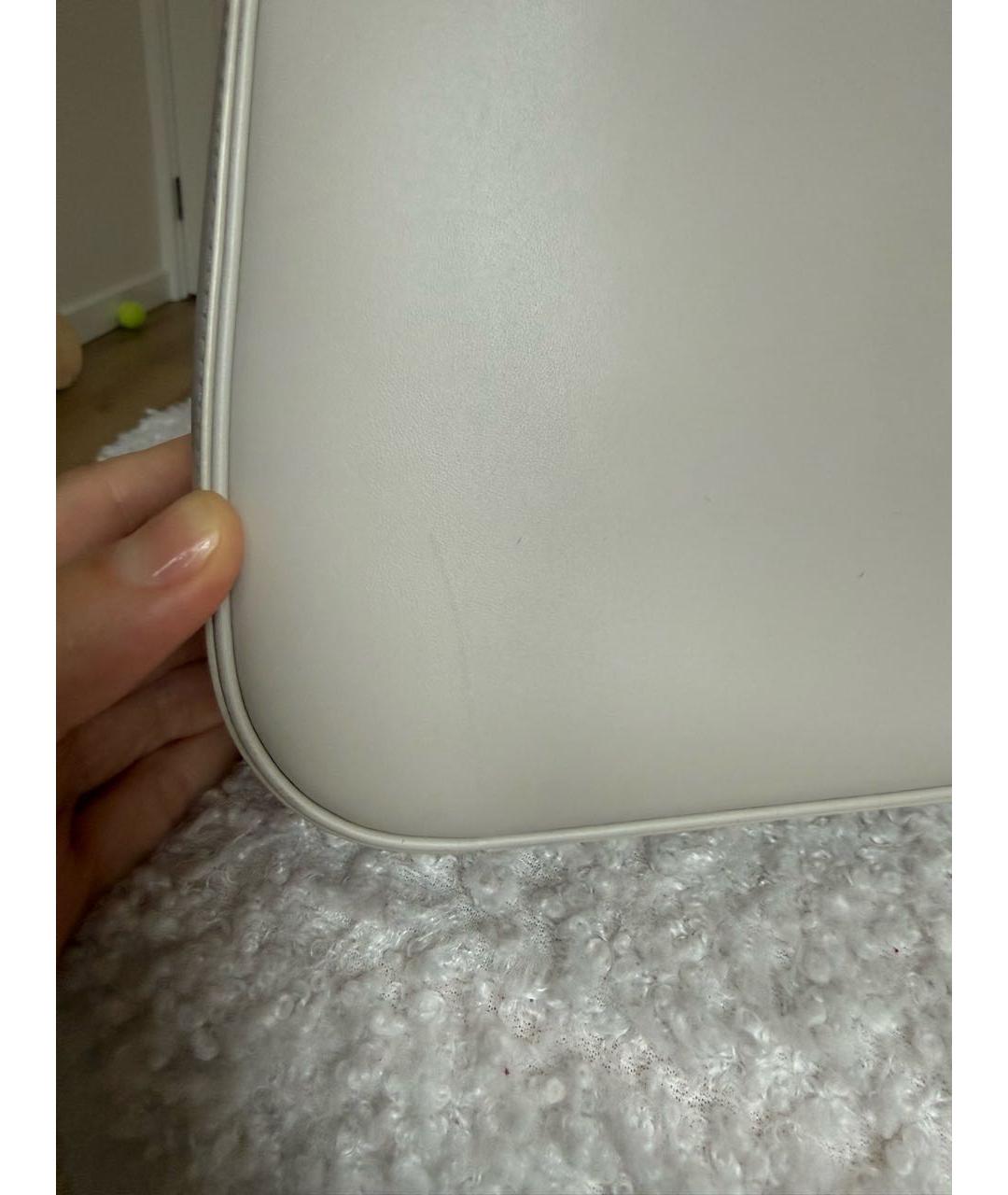 SAINT LAURENT Белая кожаная сумка с короткими ручками, фото 7