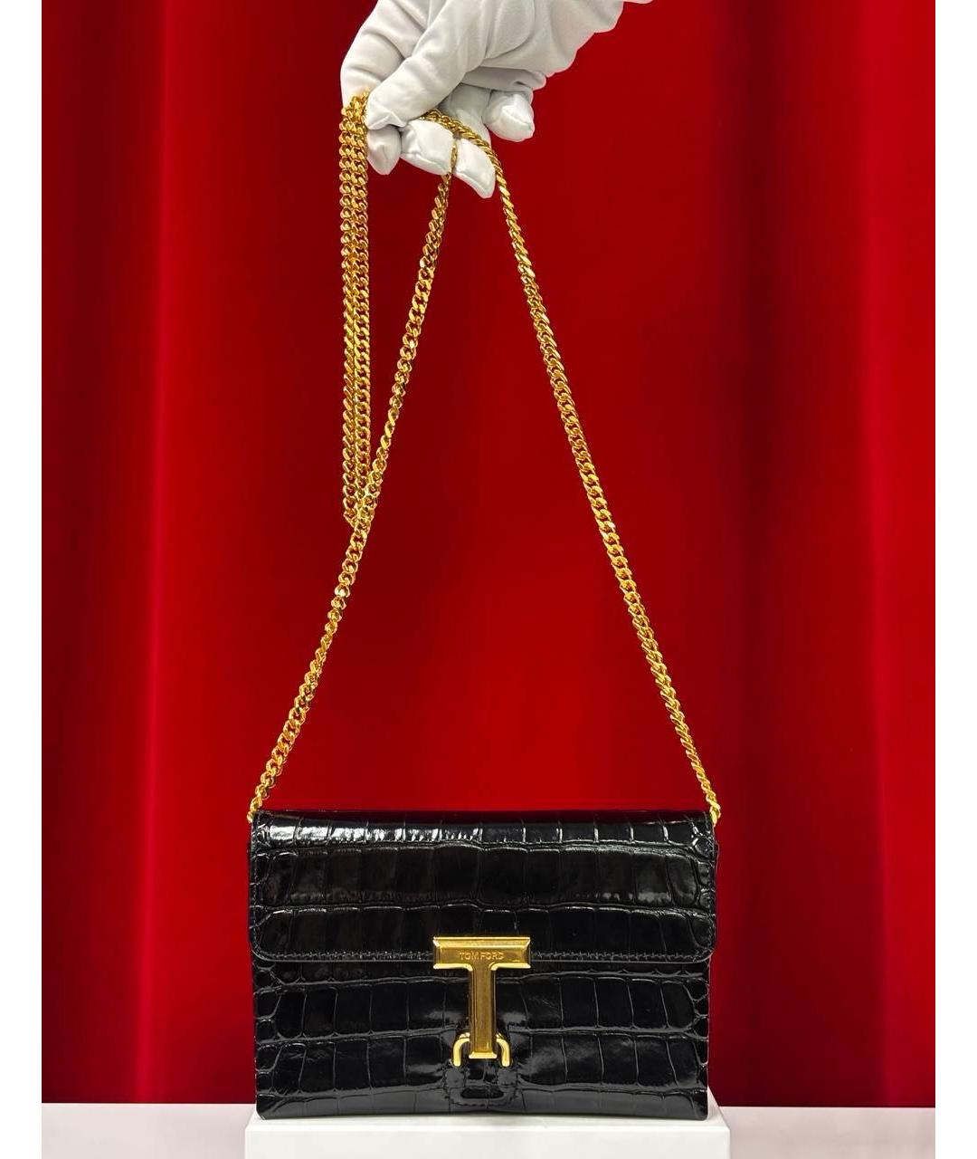 TOM FORD Черная кожаная сумка через плечо, фото 4