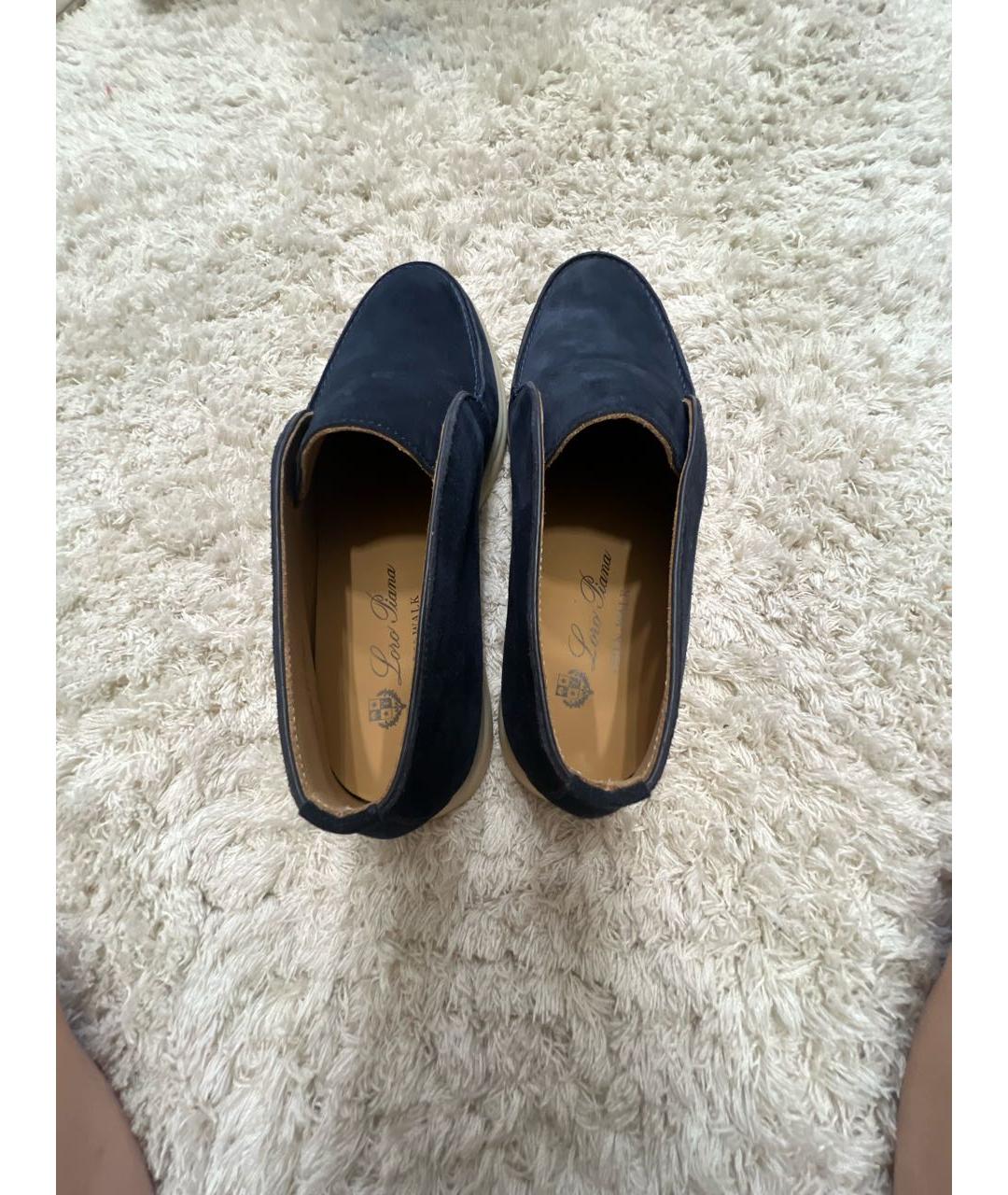 LORO PIANA Темно-синие замшевые лоферы, фото 3