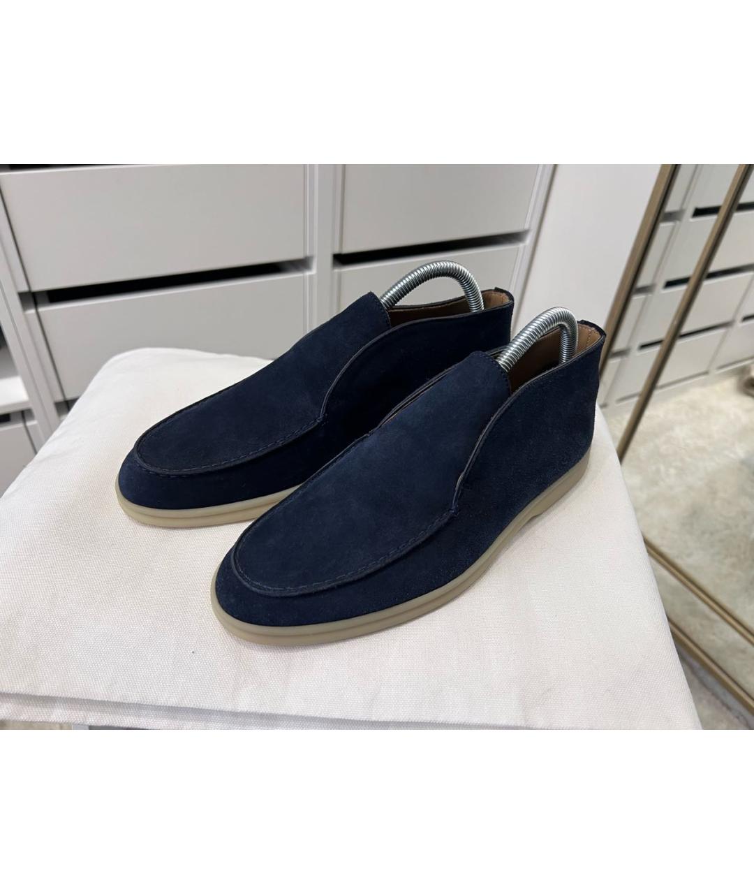 LORO PIANA Темно-синие замшевые лоферы, фото 5