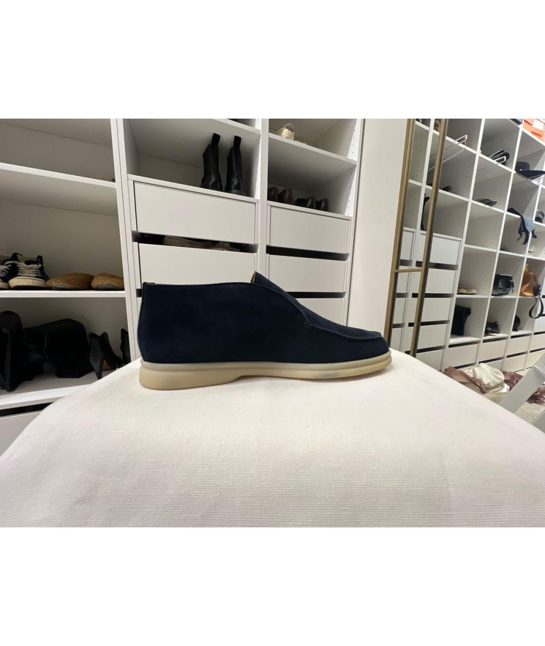 LORO PIANA Темно-синие замшевые лоферы, фото 8