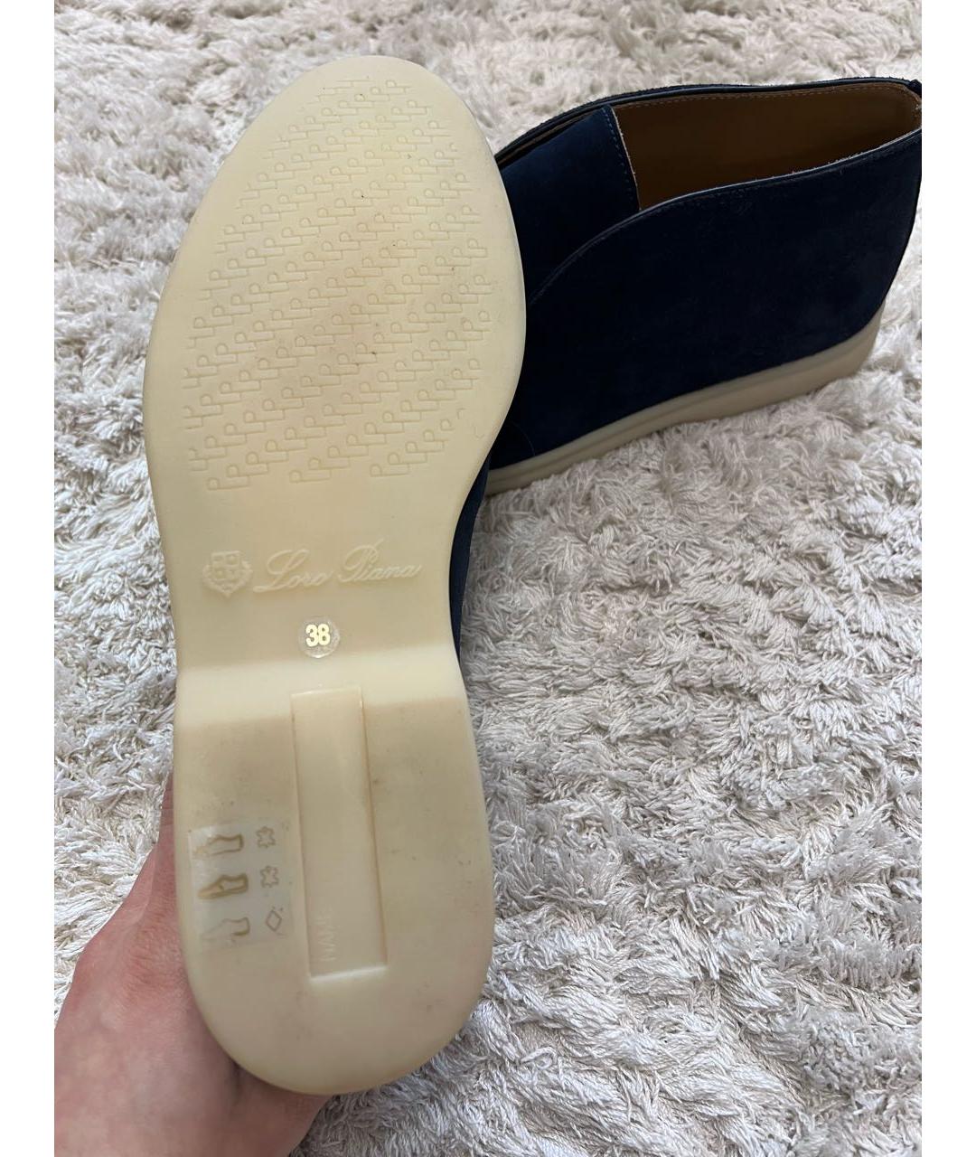 LORO PIANA Темно-синие замшевые лоферы, фото 6