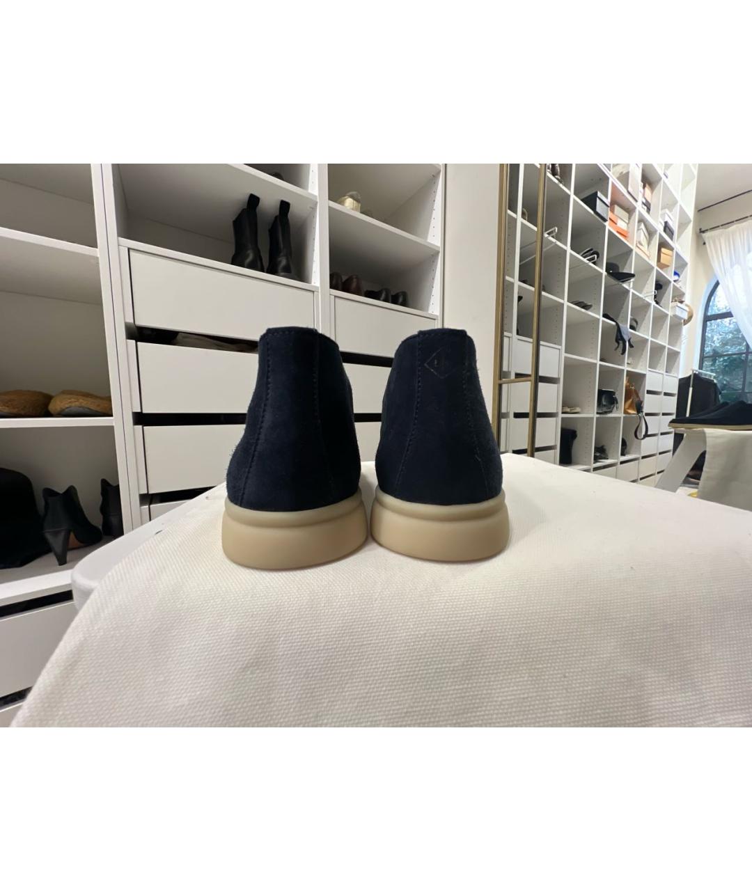 LORO PIANA Темно-синие замшевые лоферы, фото 4