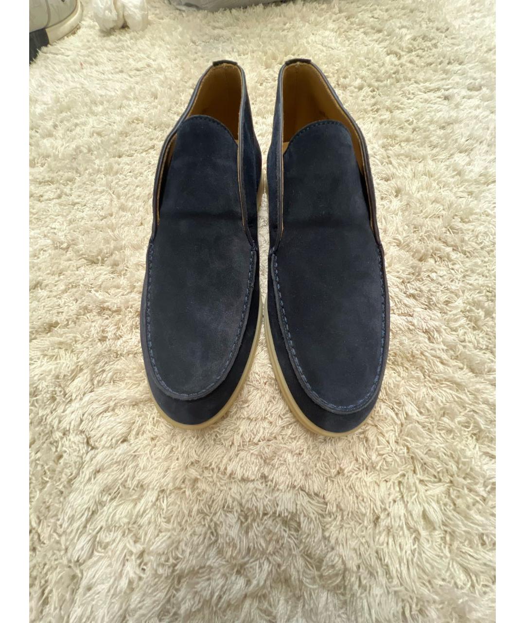 LORO PIANA Темно-синие замшевые лоферы, фото 2