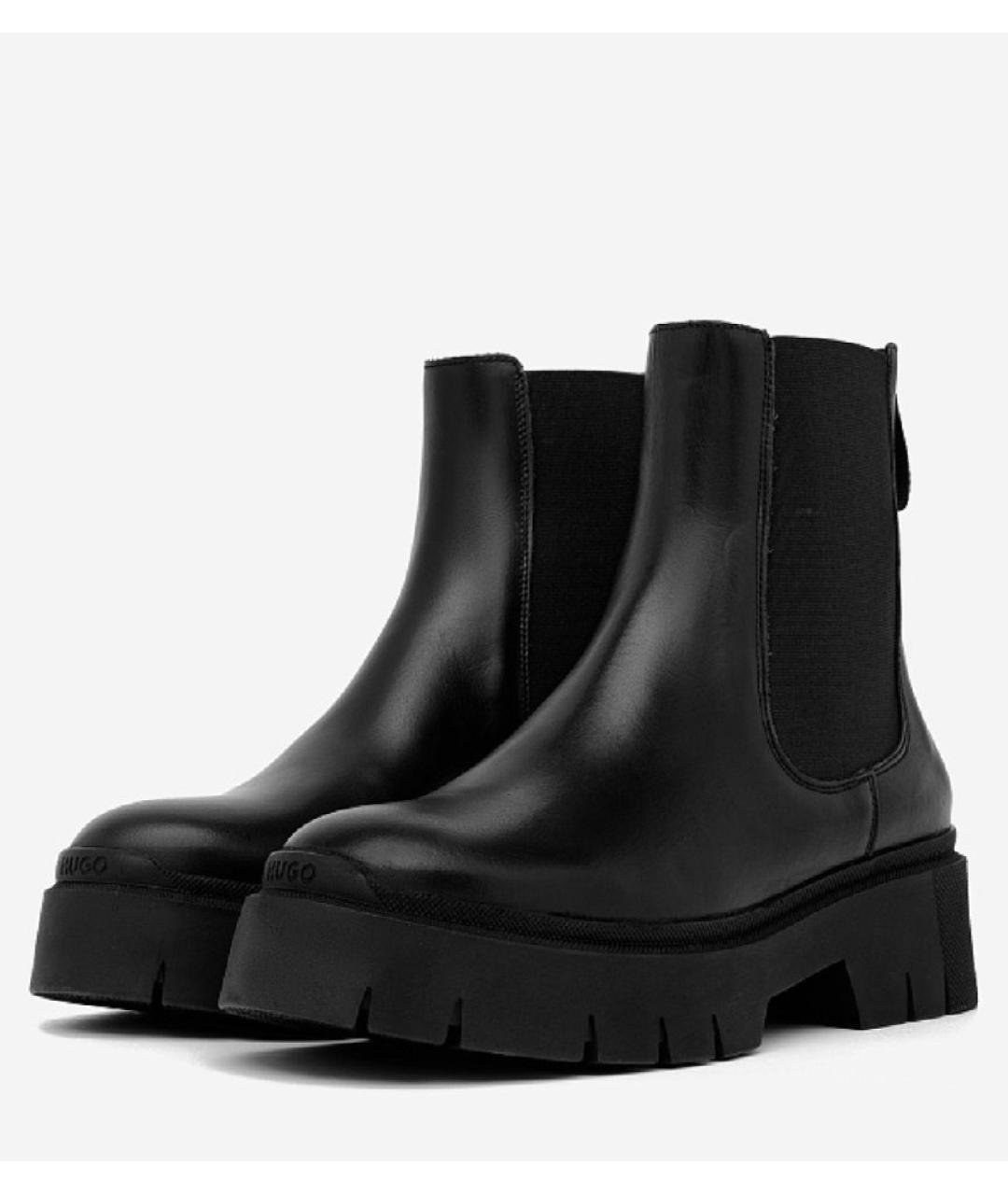 HUGO Черные кожаные ботинки, фото 2