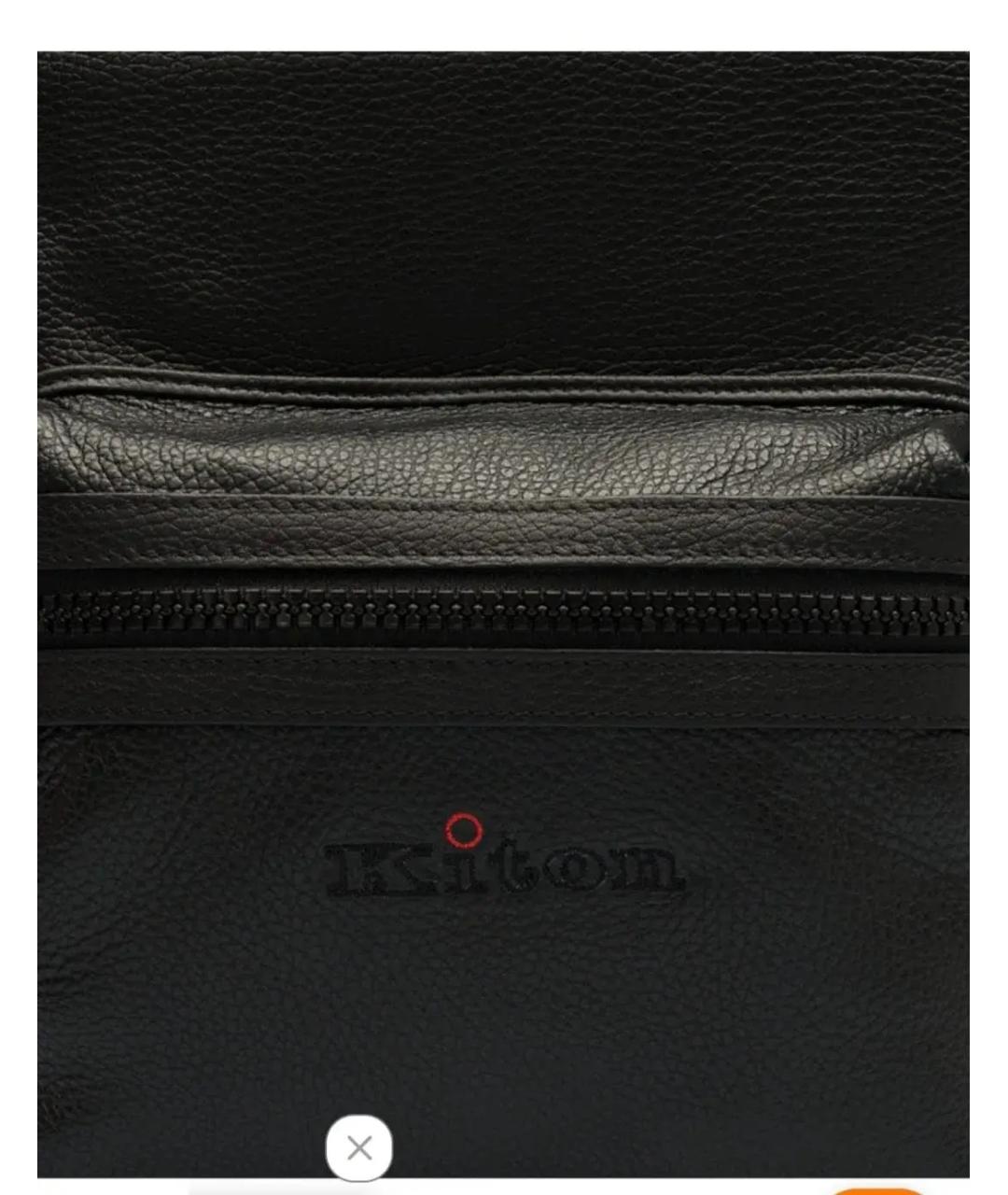 KITON Черный кожаный рюкзак, фото 3