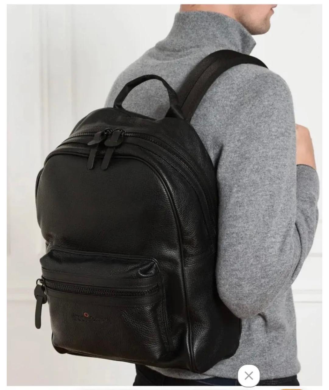 KITON Черный кожаный рюкзак, фото 2