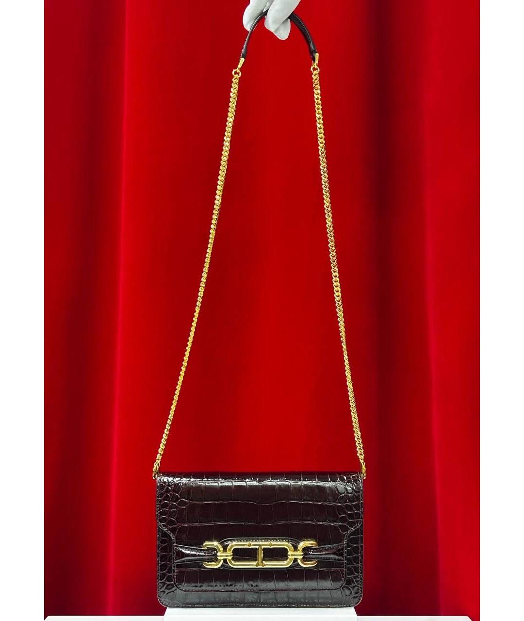 TOM FORD Бордовая кожаная сумка через плечо, фото 4