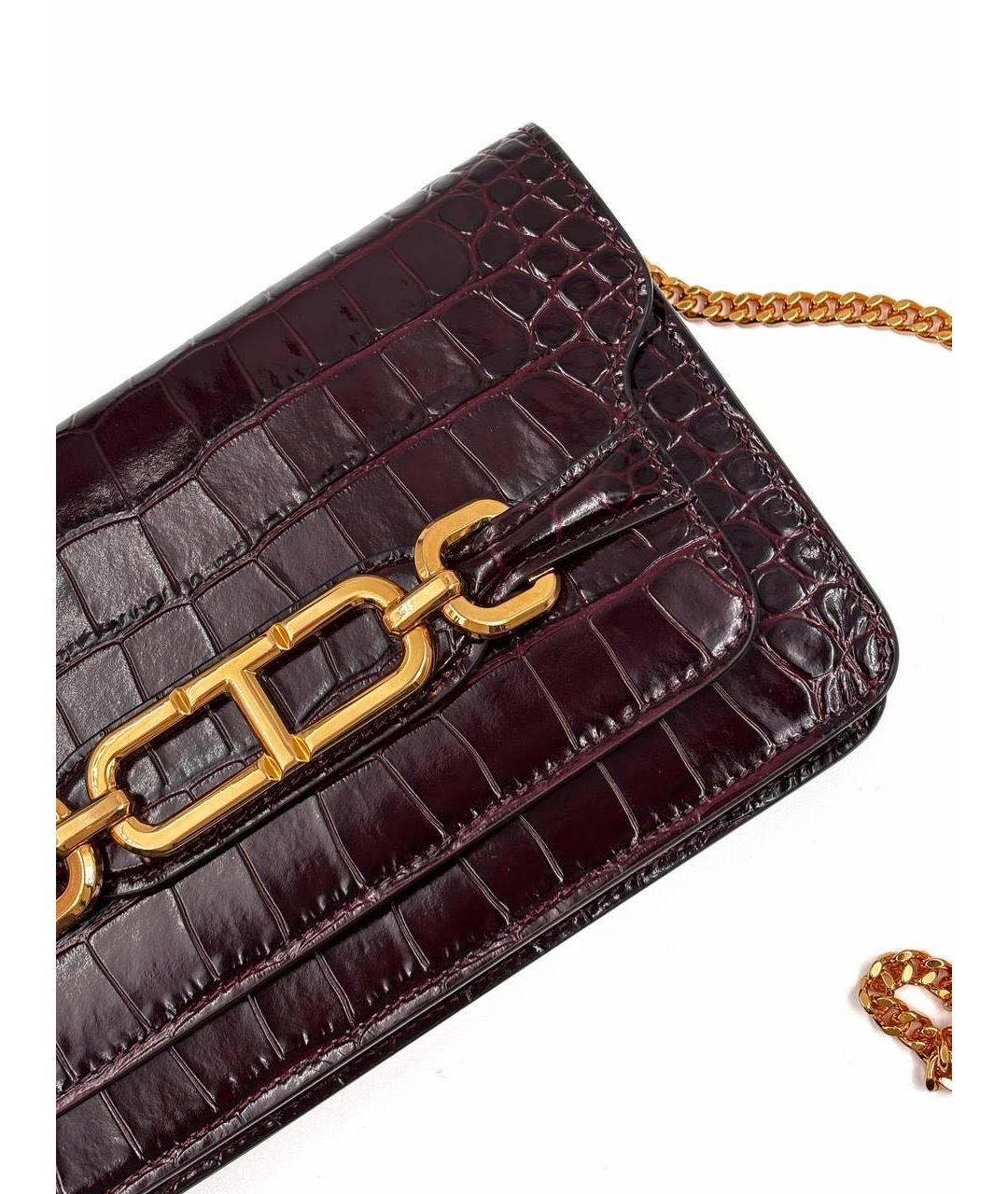 TOM FORD Бордовая кожаная сумка через плечо, фото 3