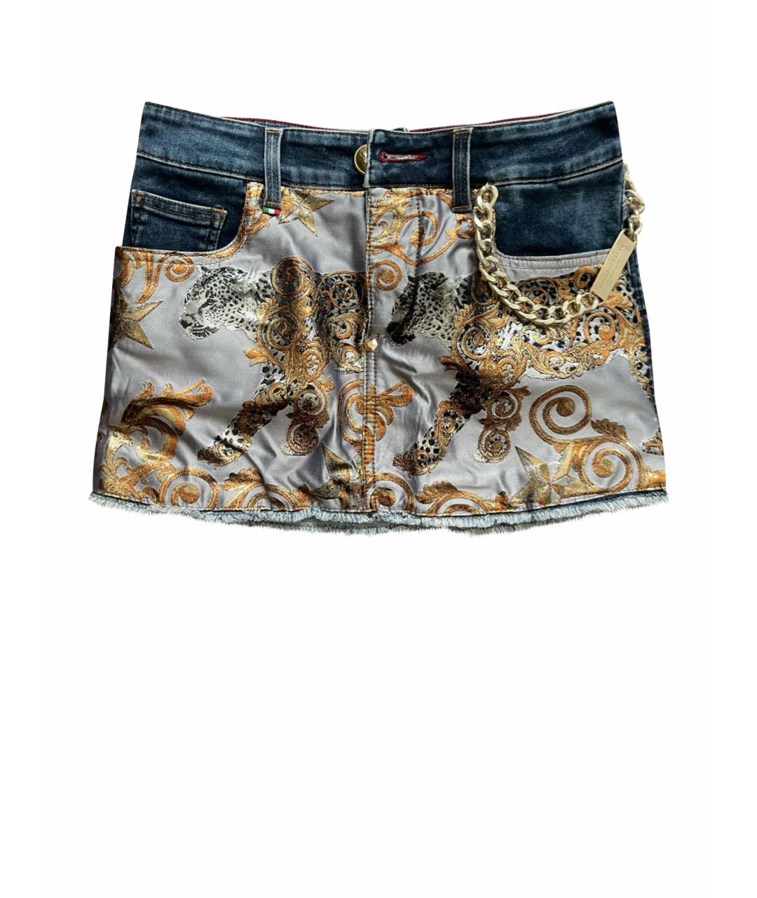 PHILIPP PLEIN Синяя деним юбка мини, фото 1