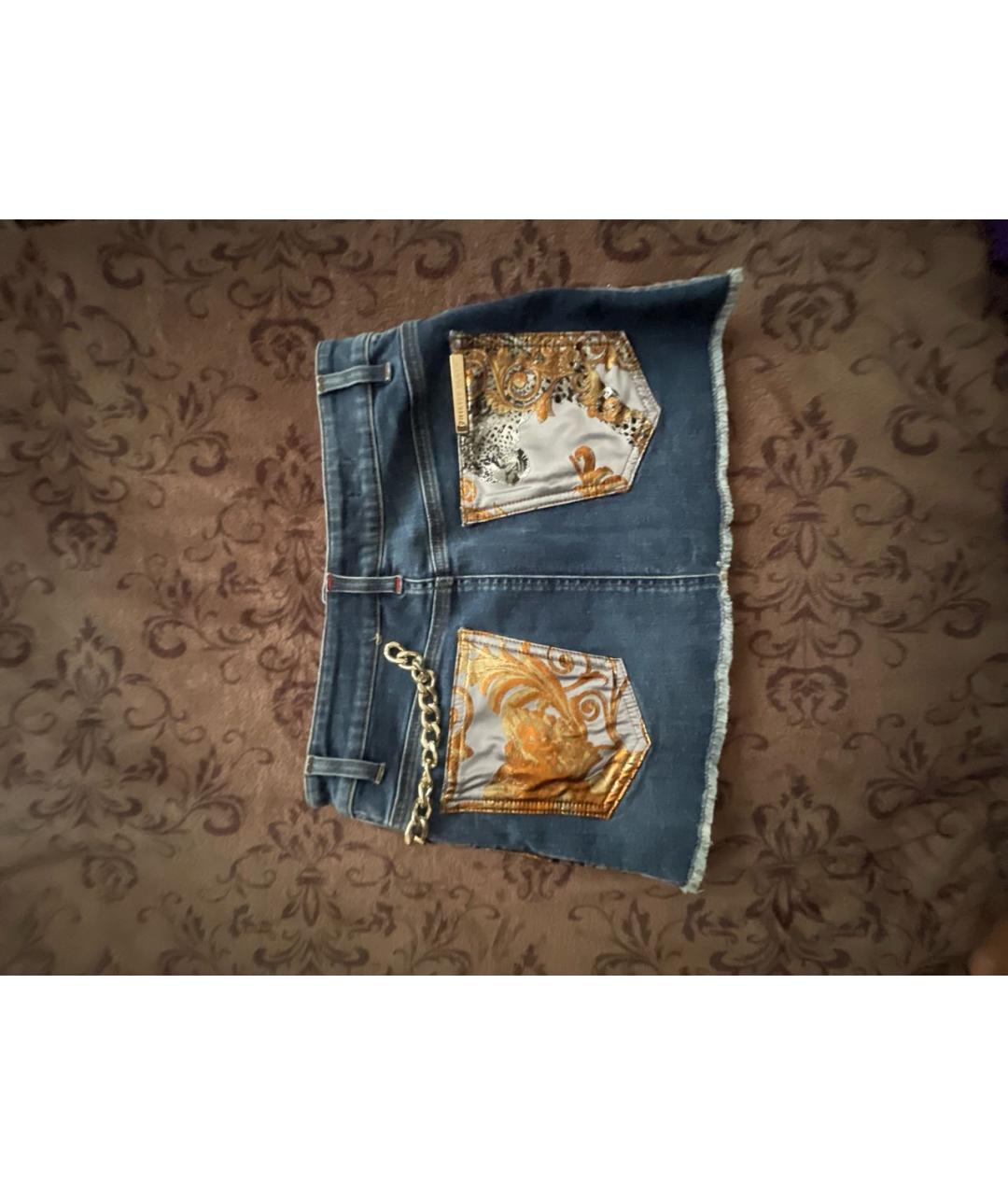 PHILIPP PLEIN Синяя деним юбка мини, фото 2