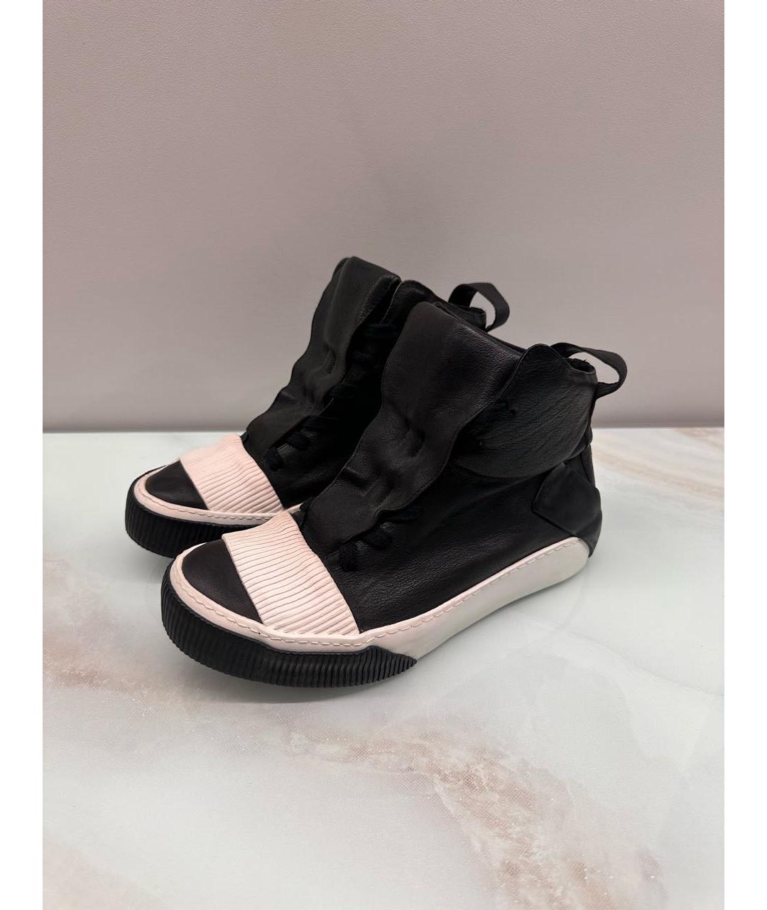 BORIS BIDJAN Черные кожаные высокие кроссовки / кеды, фото 2