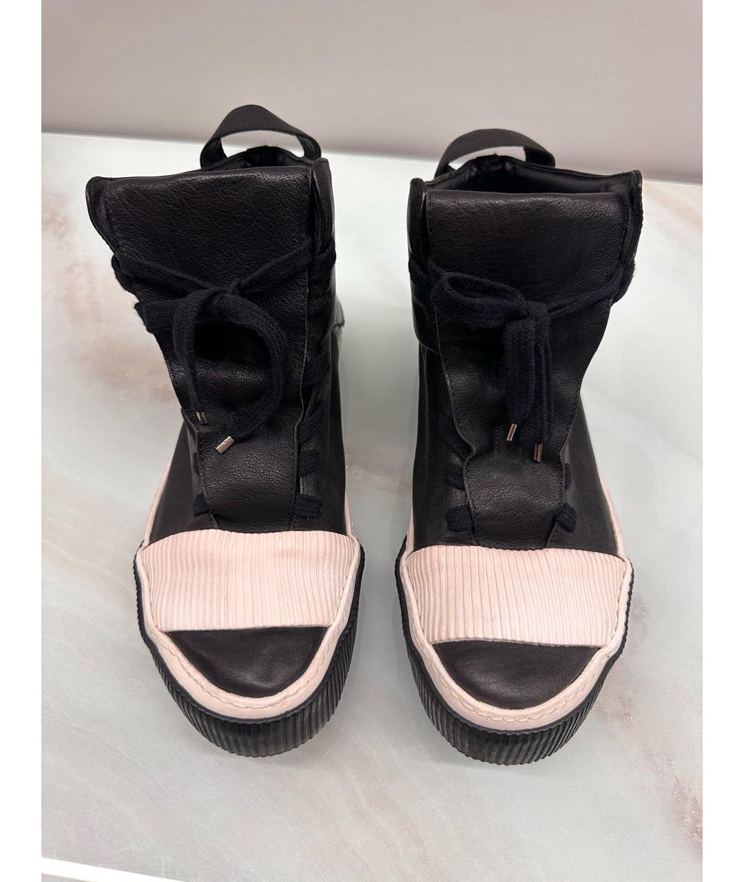 BORIS BIDJAN Черные кожаные высокие кроссовки / кеды, фото 3