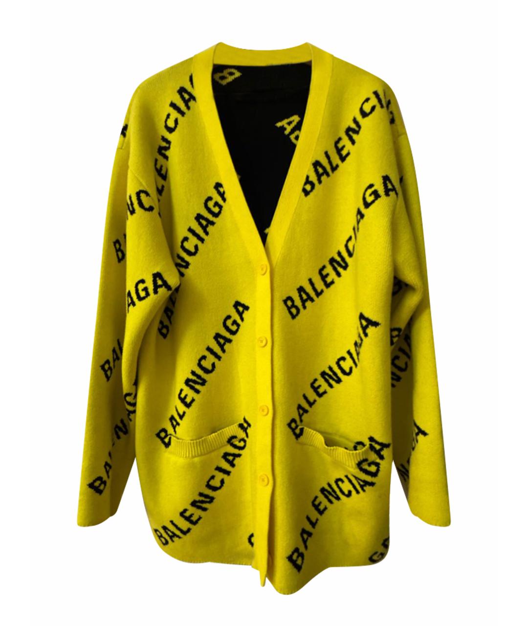 BALENCIAGA Желтый шерстяной кардиган, фото 1
