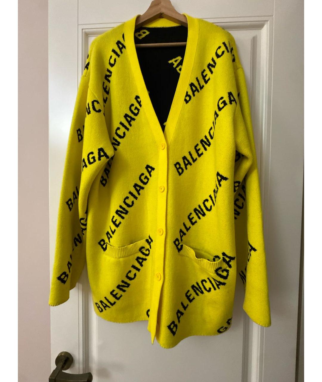 BALENCIAGA Желтый шерстяной кардиган, фото 5
