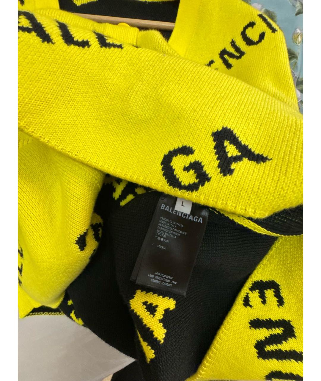 BALENCIAGA Желтый шерстяной кардиган, фото 3