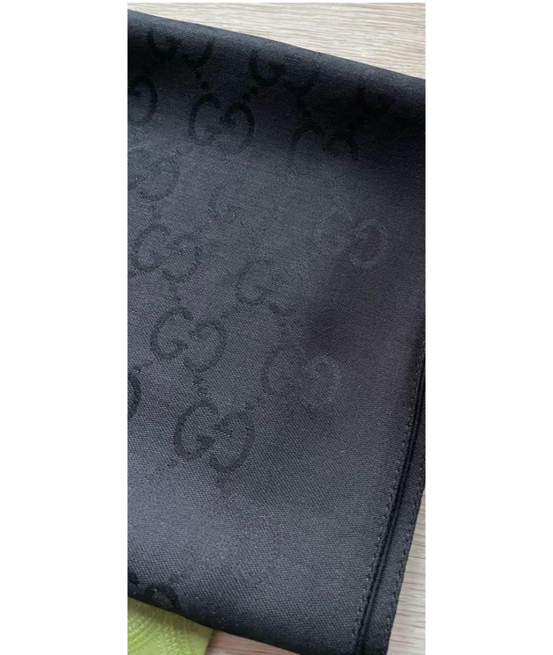 GUCCI Черный шерстяной шарф, фото 6