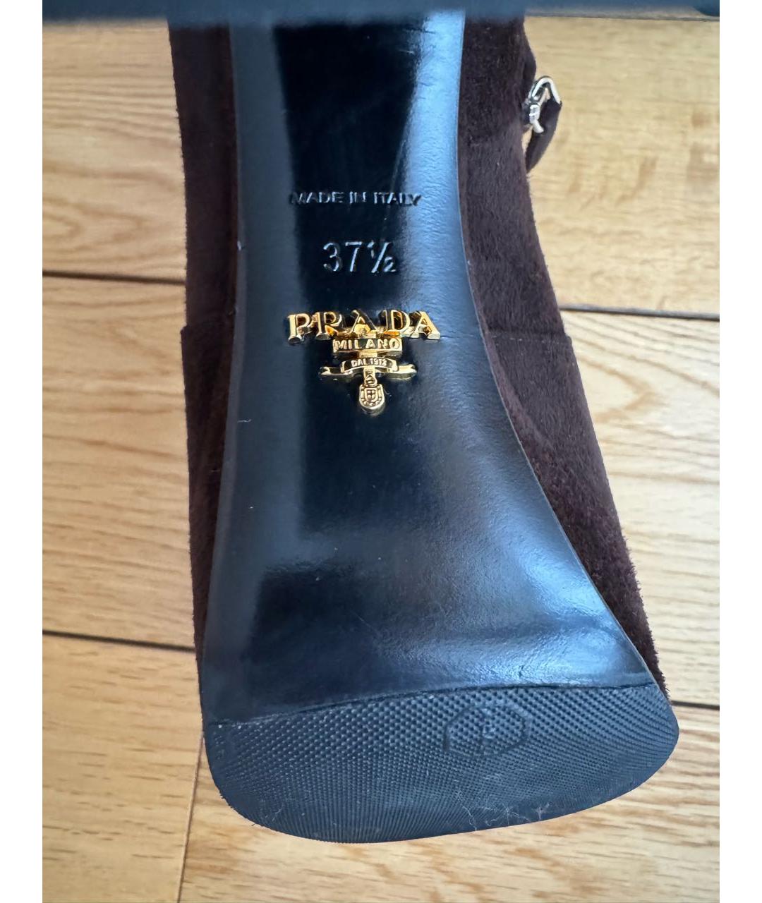 PRADA Коричневые замшевые ботильоны, фото 5