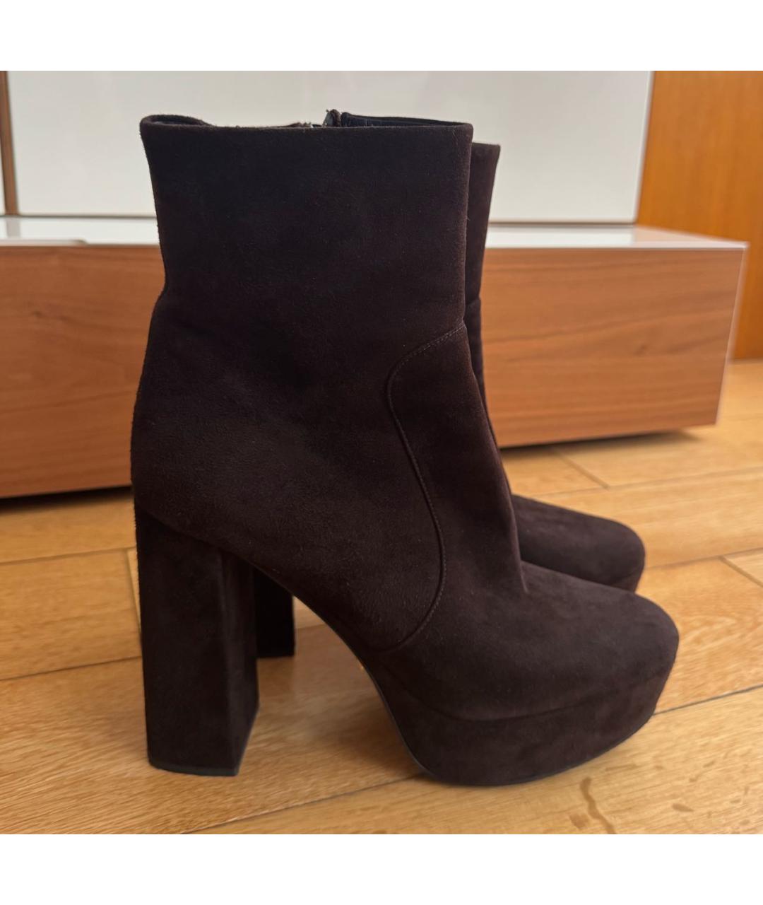 PRADA Коричневые замшевые ботильоны, фото 7