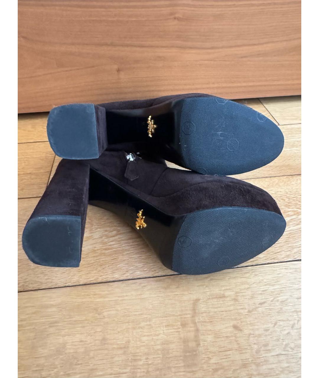 PRADA Коричневые замшевые ботильоны, фото 6