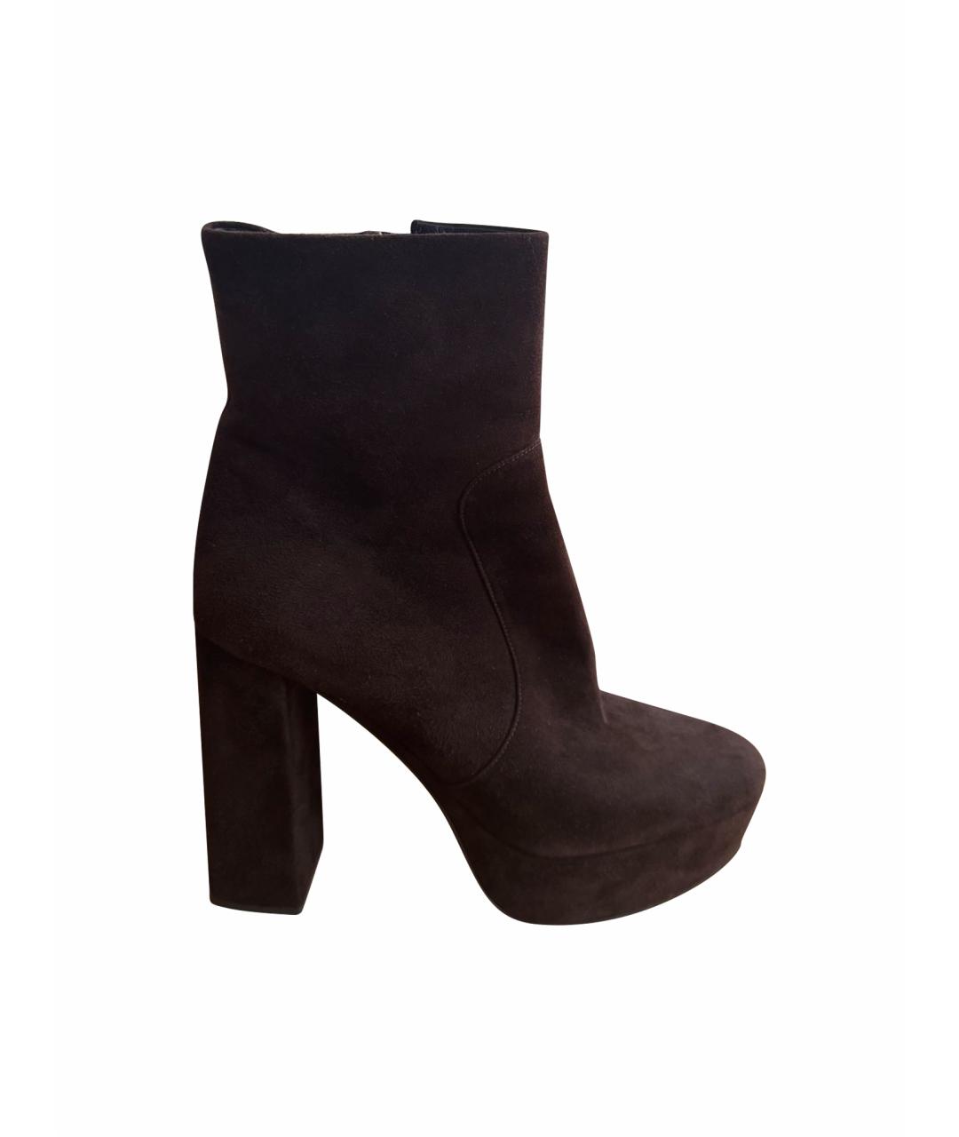 PRADA Коричневые замшевые ботильоны, фото 1