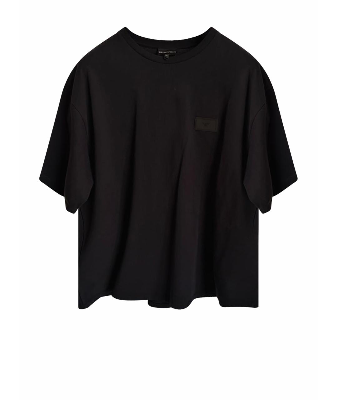 EMPORIO ARMANI Черная хлопковая футболка, фото 1