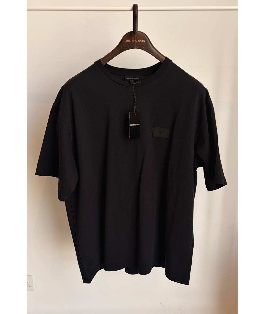 EMPORIO ARMANI Черная хлопковая футболка, фото 4