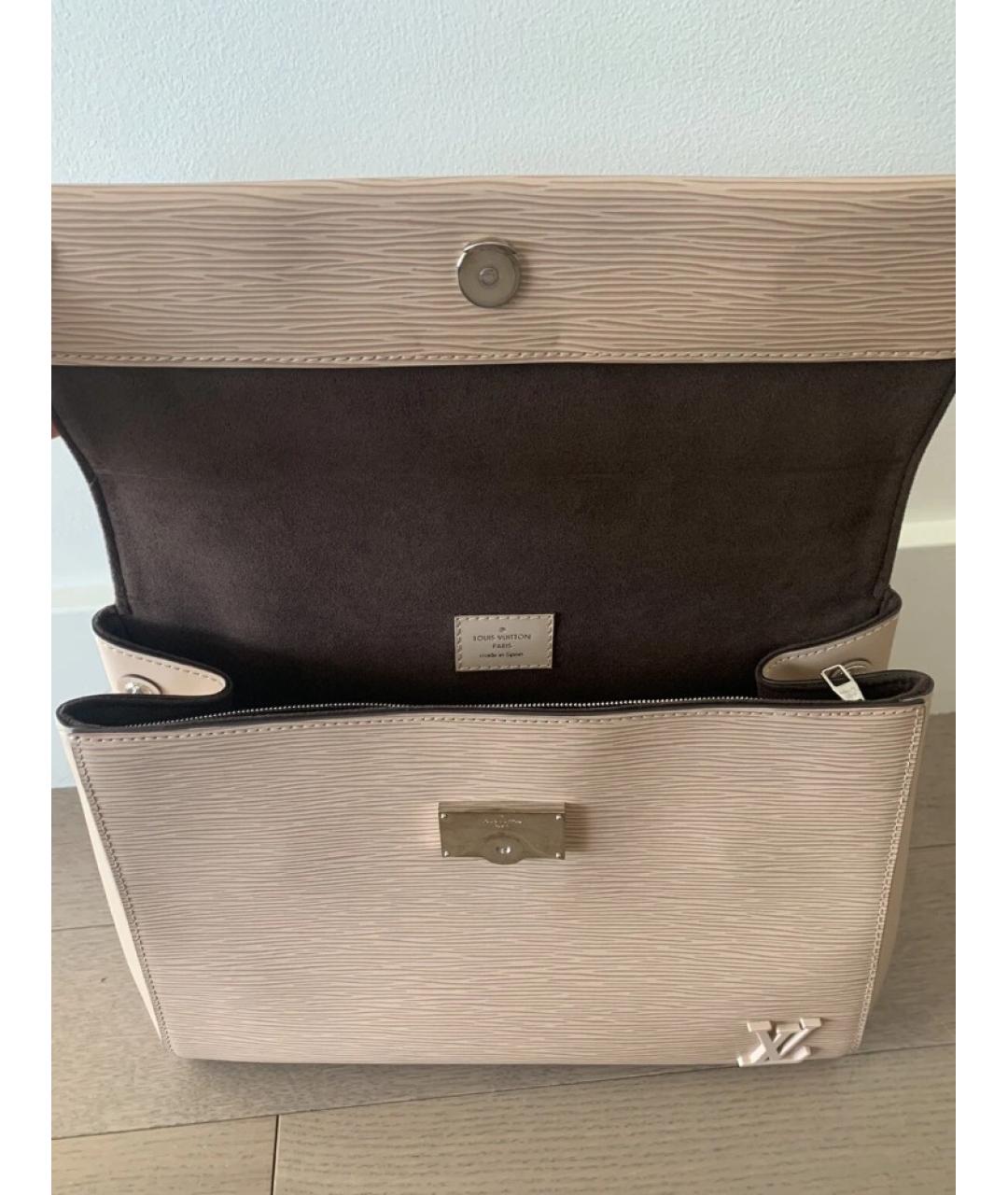 LOUIS VUITTON Бежевая кожаная сумка через плечо, фото 4