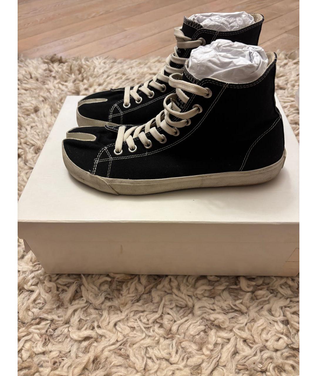 MAISON MARGIELA Черные текстильные высокие кроссовки / кеды, фото 6