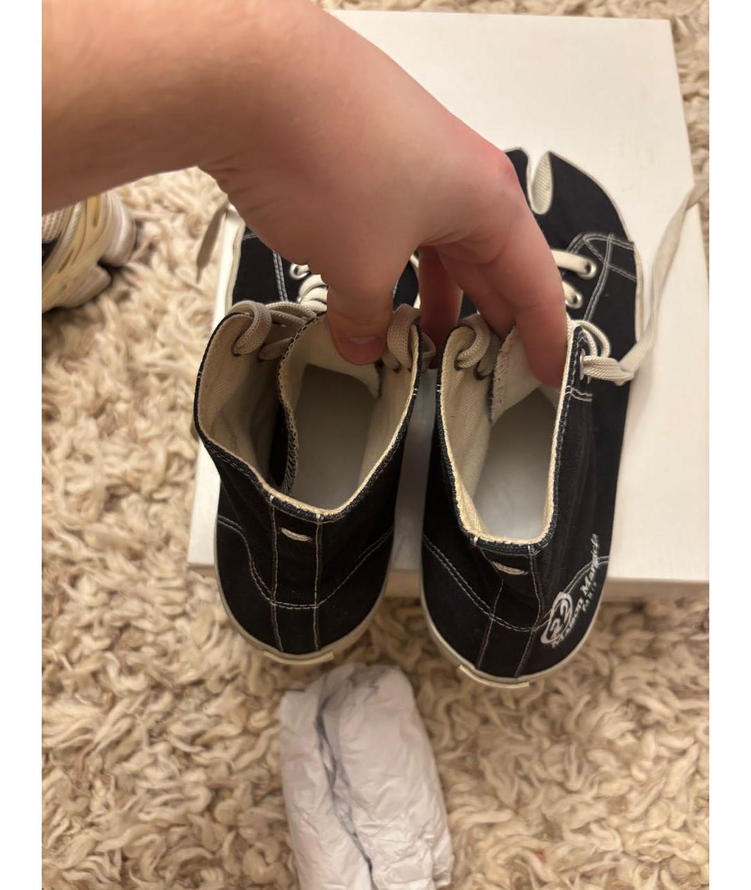 MAISON MARGIELA Черные текстильные высокие кроссовки / кеды, фото 3