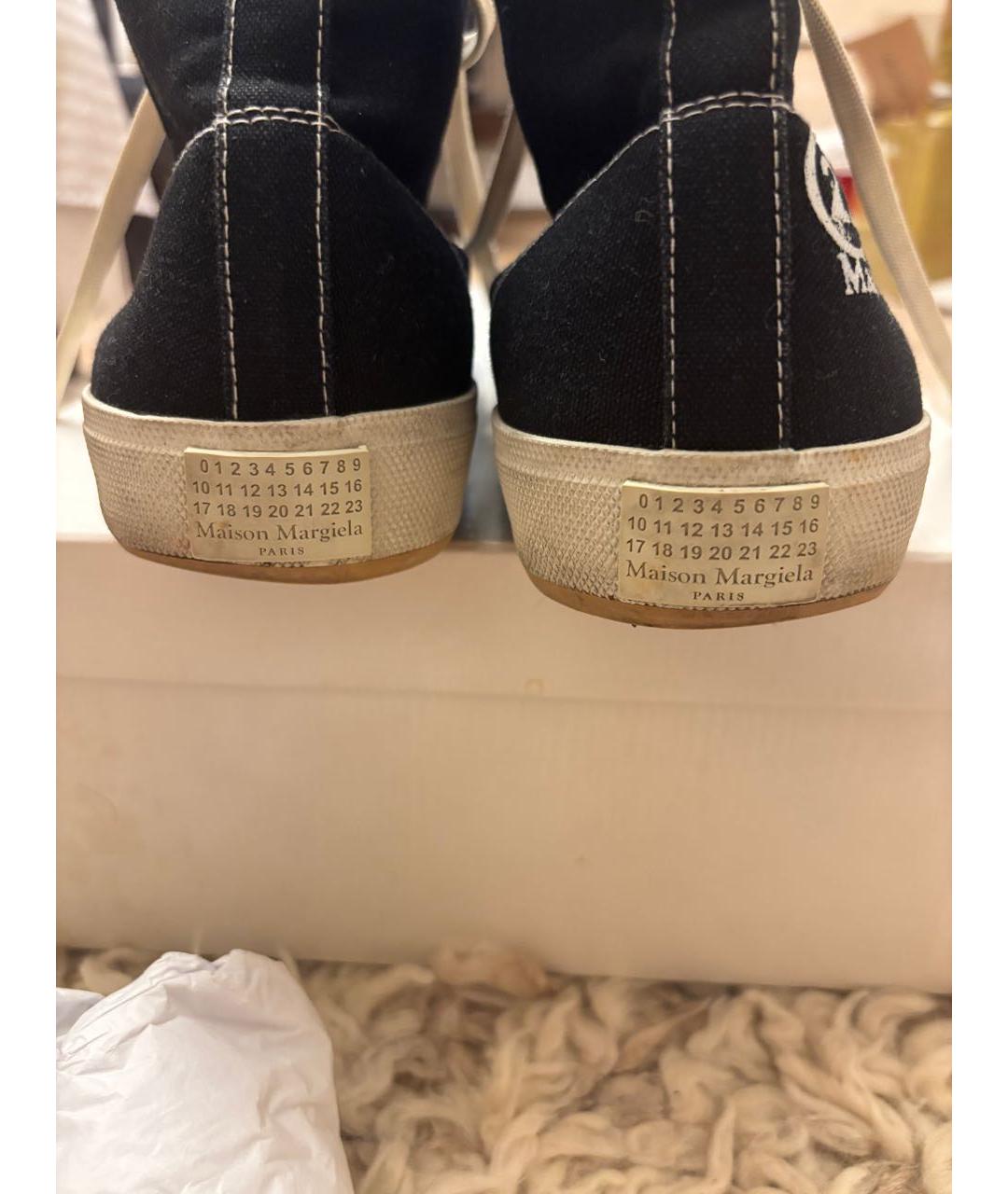 MAISON MARGIELA Черные текстильные высокие кроссовки / кеды, фото 4