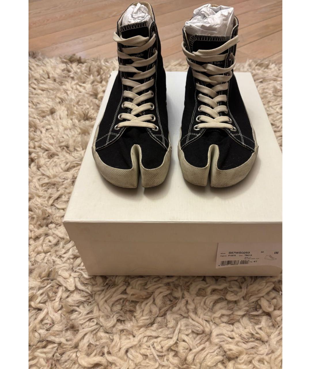 MAISON MARGIELA Черные текстильные высокие кроссовки / кеды, фото 2