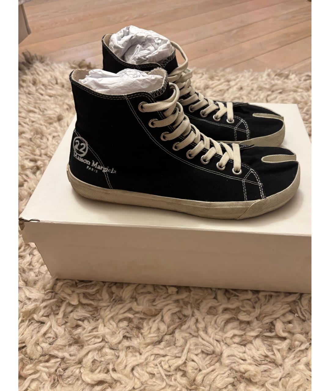 MAISON MARGIELA Черные текстильные высокие кроссовки / кеды, фото 9