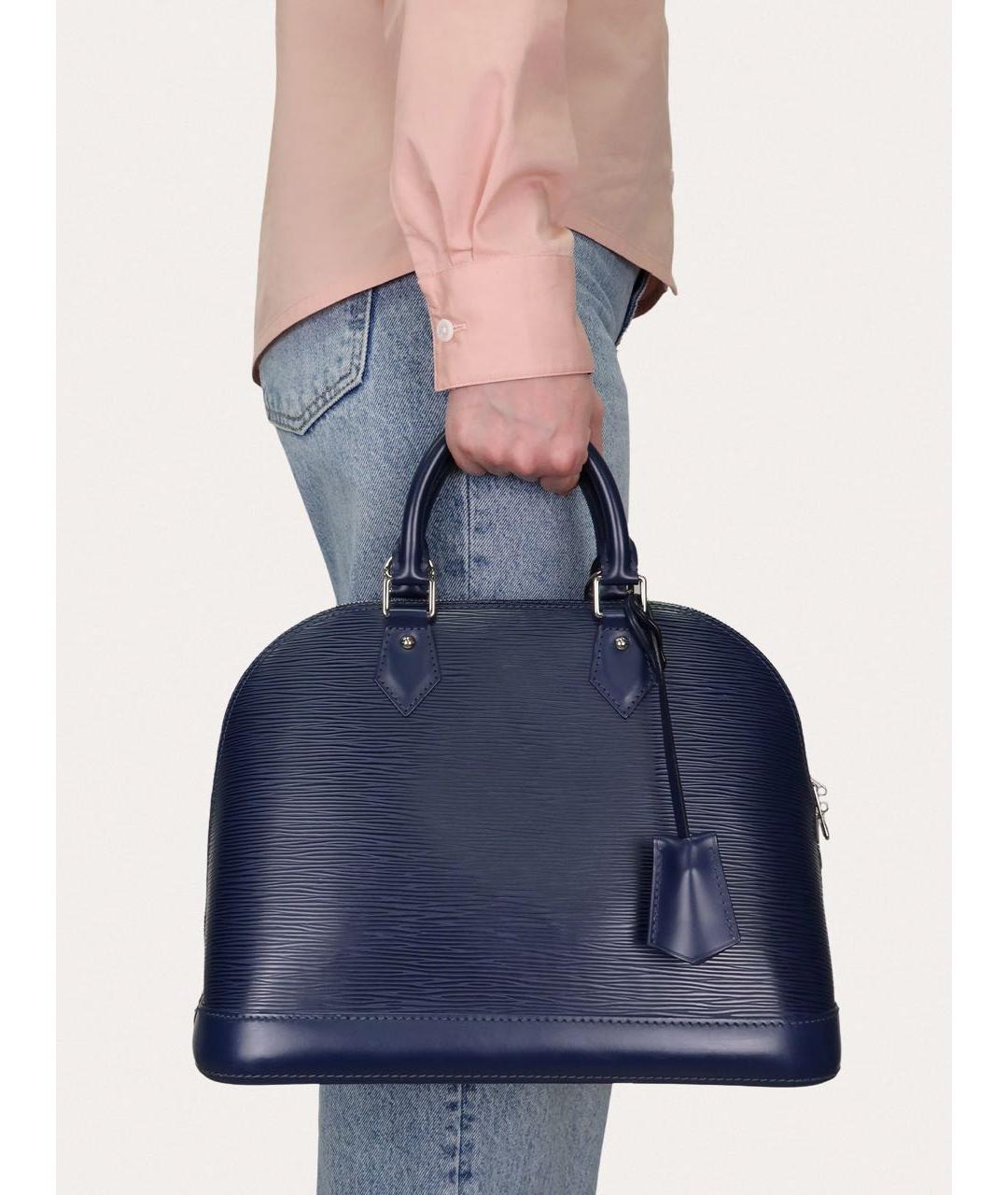 LOUIS VUITTON Синяя кожаная сумка с короткими ручками, фото 8