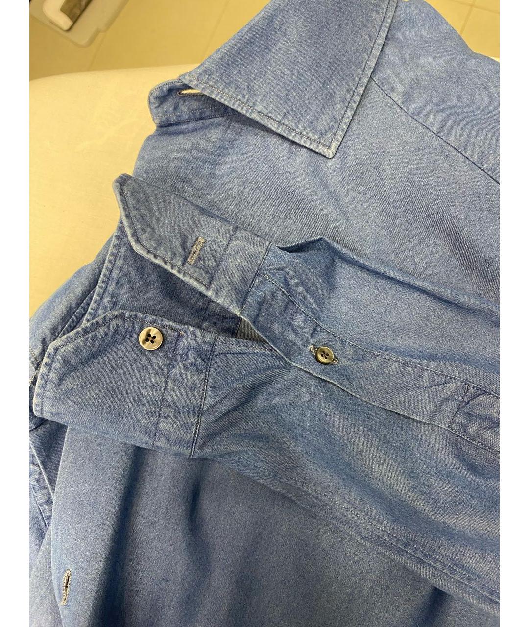 ZEGNA Синяя хлопковая кэжуал рубашка, фото 3