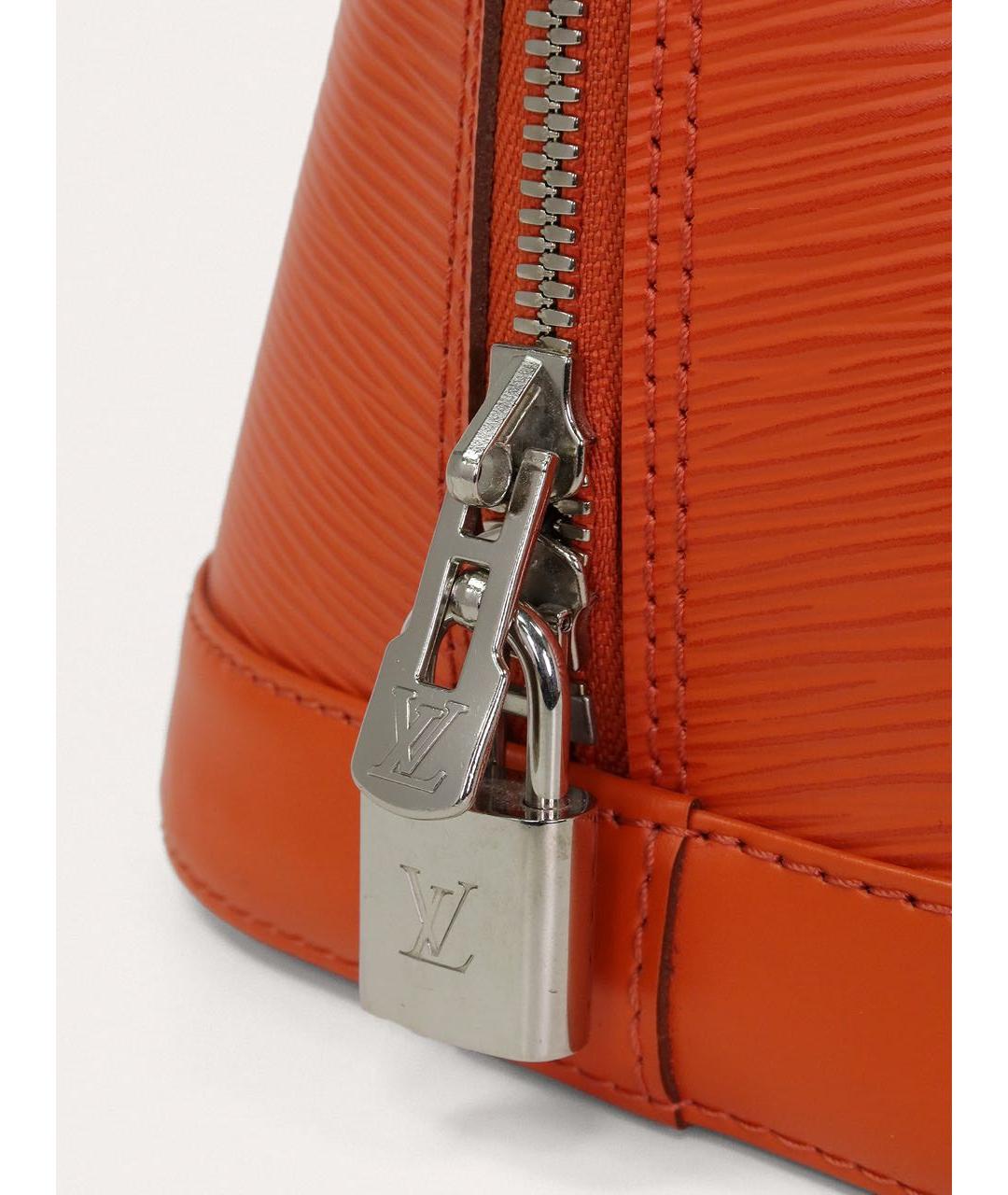 LOUIS VUITTON Коралловая кожаная сумка с короткими ручками, фото 6