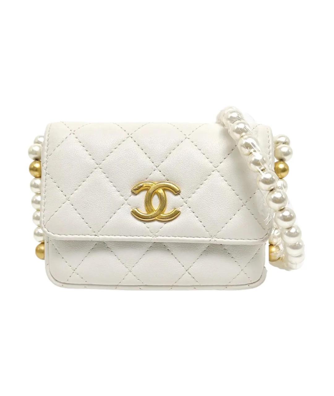 CHANEL Белая кожаная сумка через плечо, фото 9
