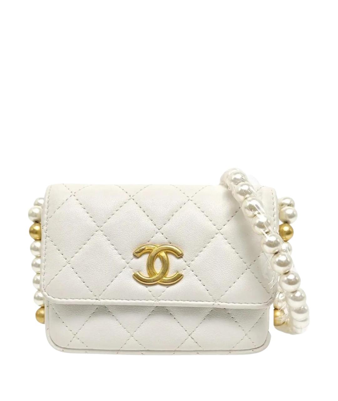 CHANEL Белая кожаная сумка через плечо, фото 1