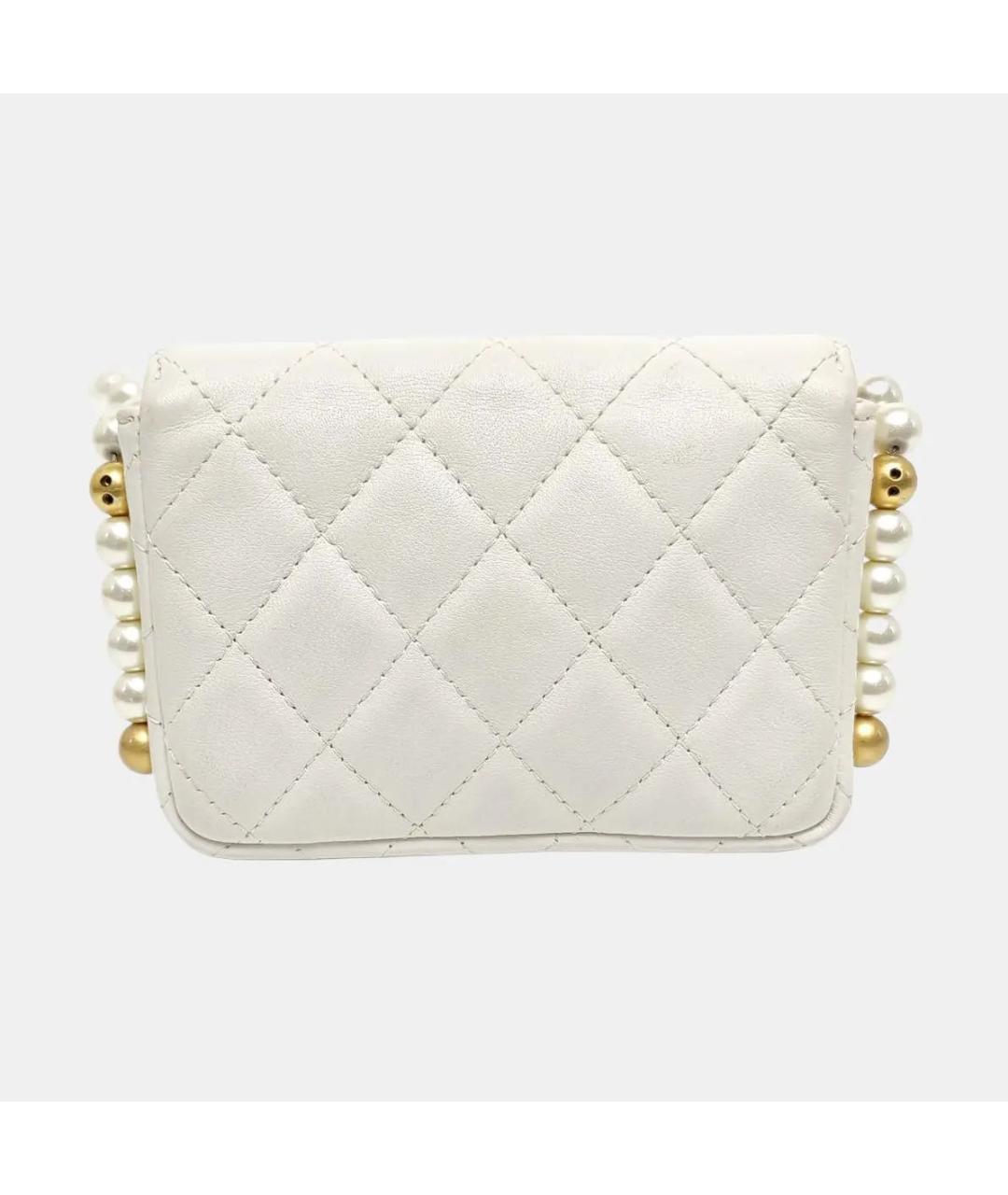 CHANEL Белая кожаная сумка через плечо, фото 4