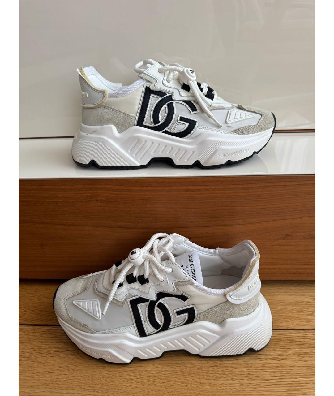 DOLCE&GABBANA Бежевые текстильные кроссовки, фото 6