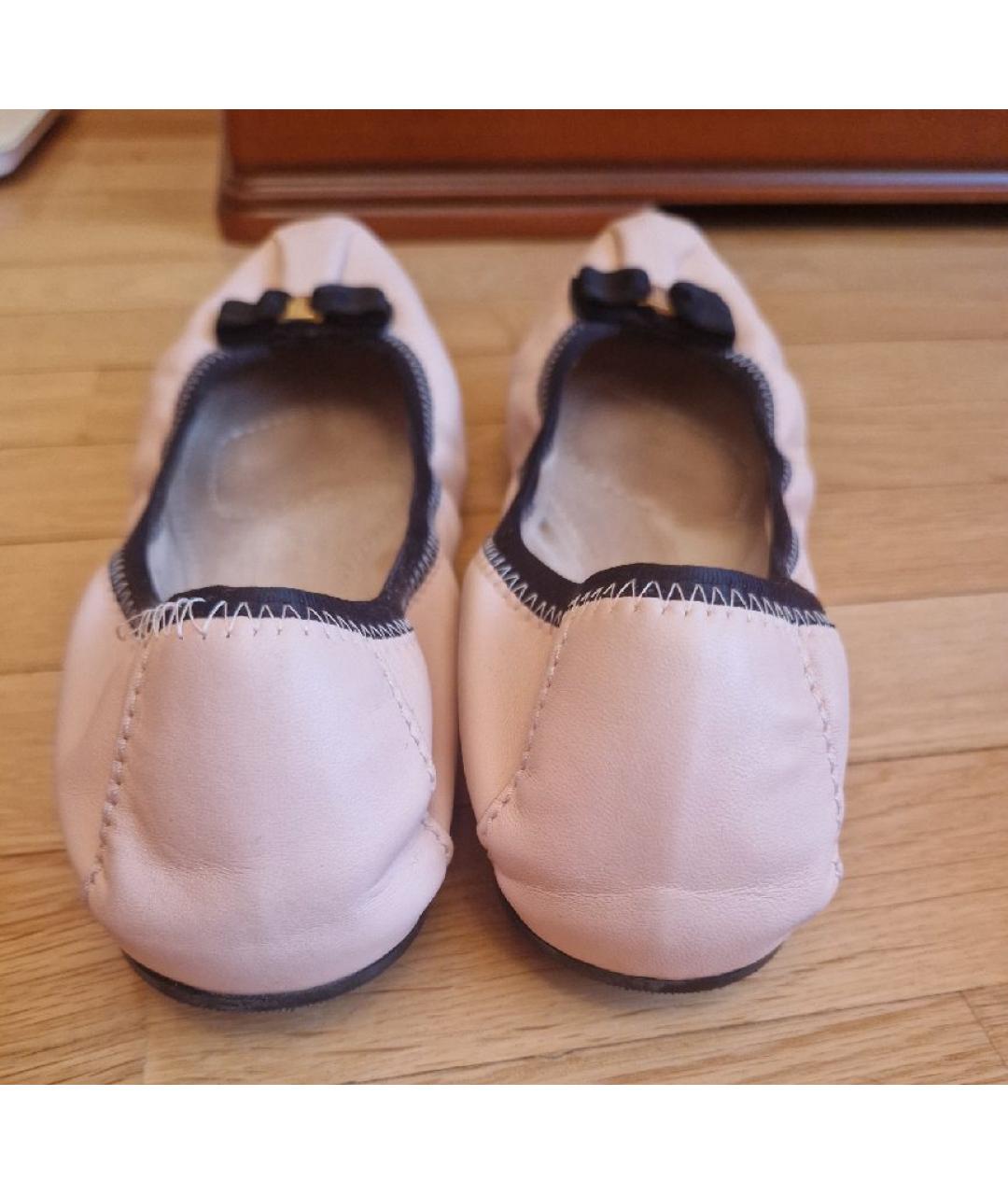 FERRAGAMO Розовые кожаные балетки, фото 4