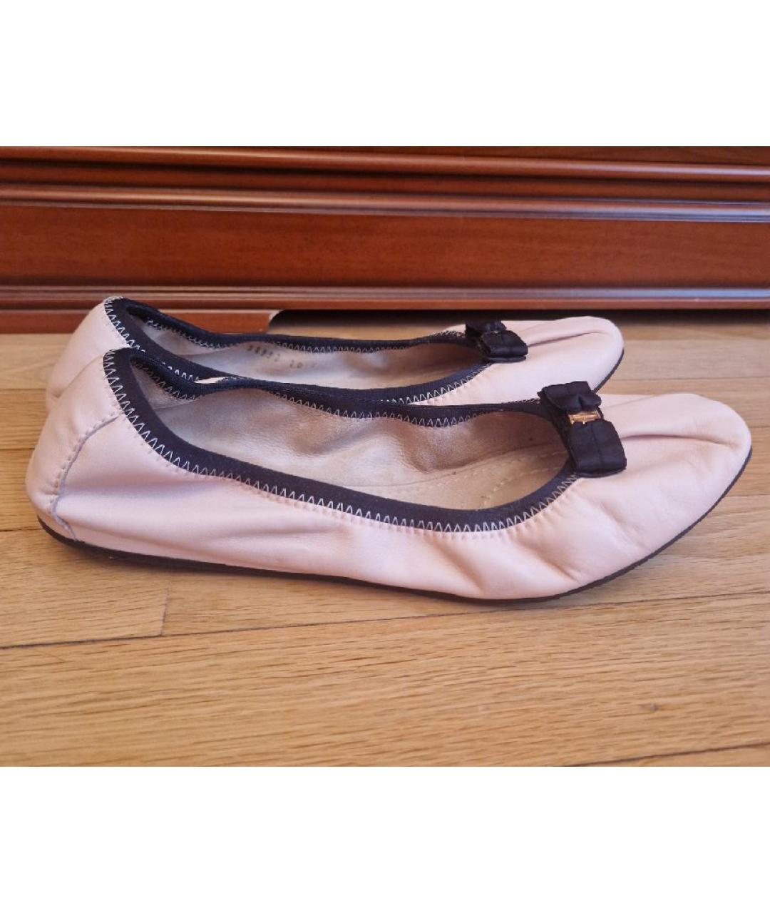 FERRAGAMO Розовые кожаные балетки, фото 8
