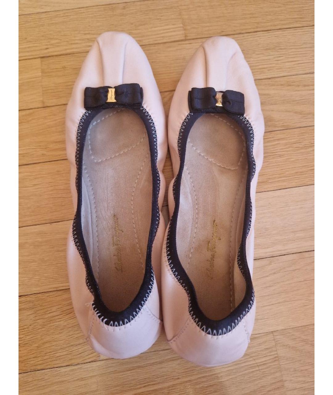 FERRAGAMO Розовые кожаные балетки, фото 3