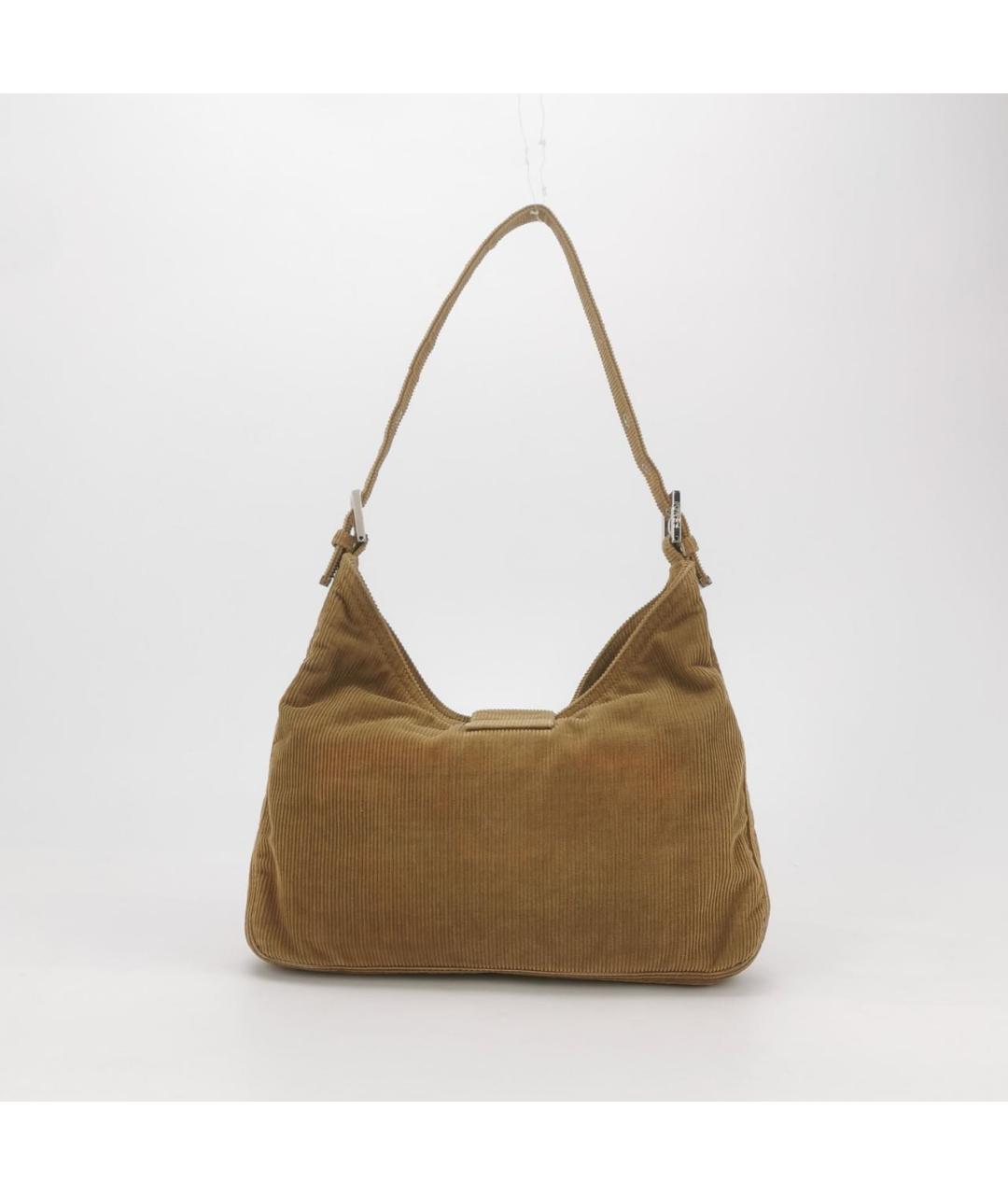 FENDI Бежевая тканевая сумка с короткими ручками, фото 4