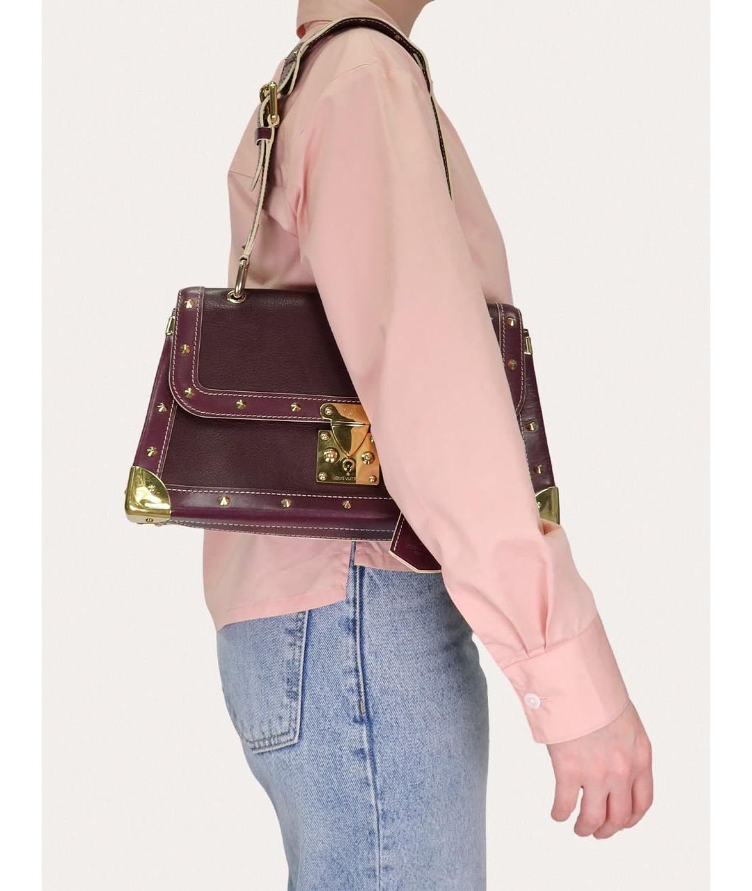 LOUIS VUITTON Бордовая кожаная сумка через плечо, фото 8