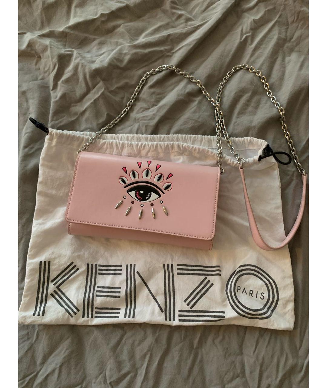 KENZO Розовая кожаная сумка через плечо, фото 8